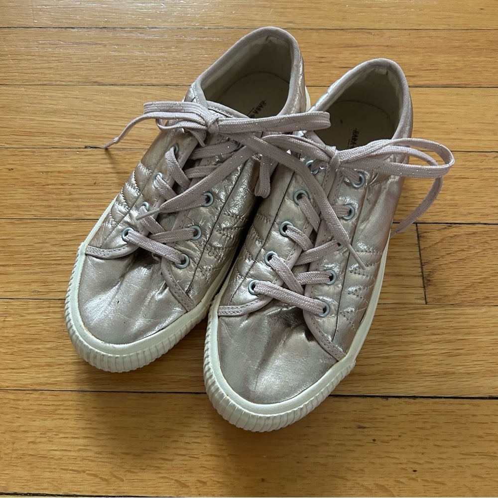 Zara Metallic Pink Lace-Up Sneakers size 35